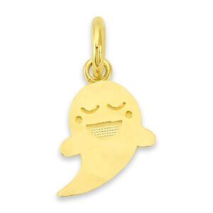 Solid 14k Gold Ghost Charm - Cute Halloween Jewelry Gifts